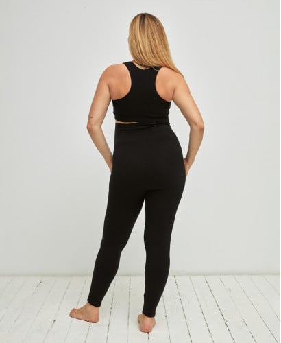 Nahtlose Gerippte Umstandsleggings Bio Baumwolle schwarz