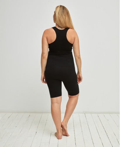 Nahtlose Schwangerschaft-Biker Shorts aus gerippter Bio-Baumwolle schwarz