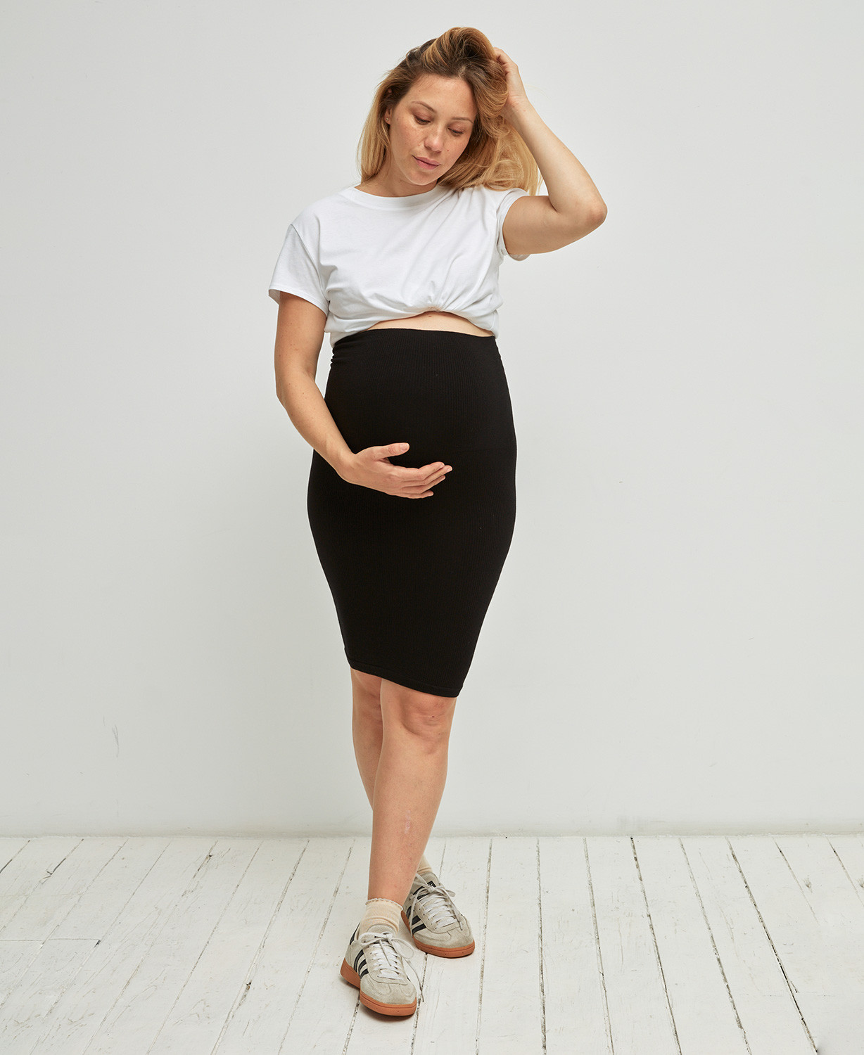 Bamboo Rib Seamless Pregnancy Tube Skirt