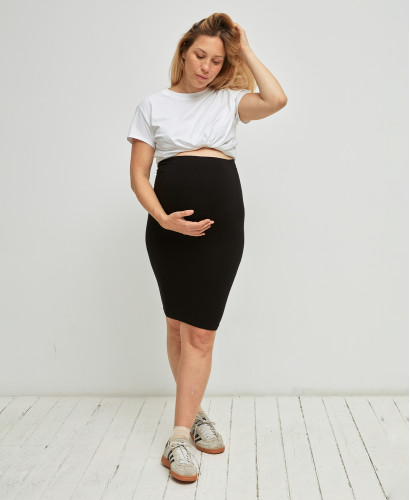 Black Organic Cotton Long Sleeves T-shirt l Maternity Essentials - 