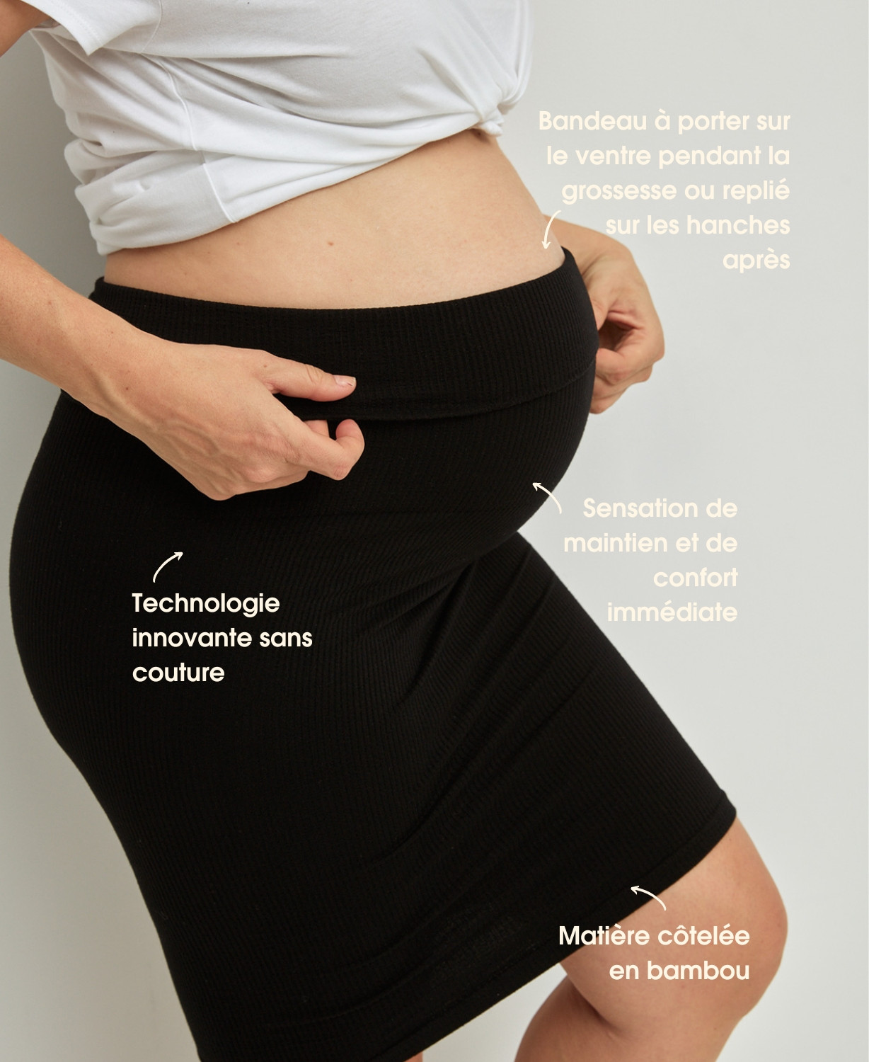 Bamboo Rib Seamless Pregnancy Tube Skirt