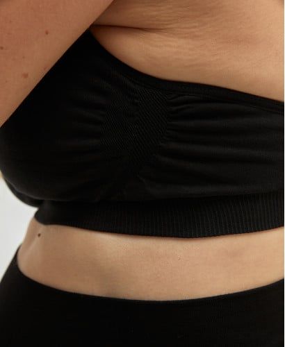 Black Maternity & Nursing Seamless Organic Cotton Bra