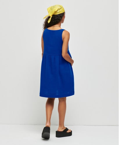 Lana Electric Blue Organic Cotton Gauze Pregnancy Dress