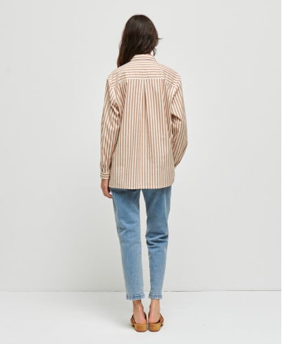 Juliette Cotton Pregnancy Striped Beige Shirt