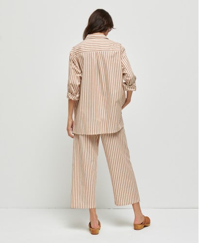 chemise grossesse coton rayures-beiges juliette