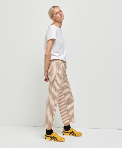 pantalon maternite coton rayures beiges maria