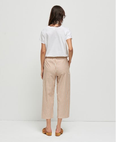 pantalon maternite coton rayures beiges maria