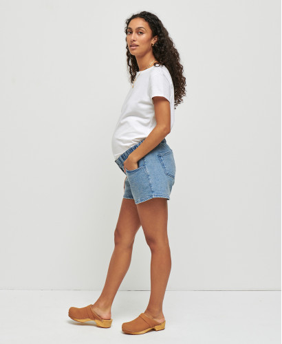 Light Blue Straight Pregnancy Shorts