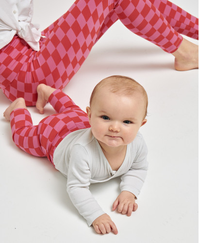 Organic Cotton Pink/Red Checks Kids Leggings