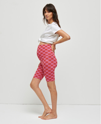 Biker Shorts Pregnancy Checks Pink/Red Organic Cotton