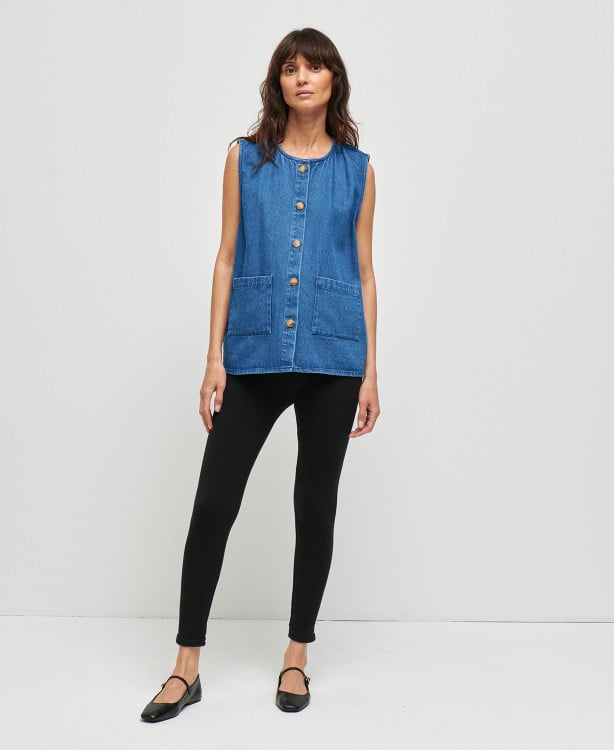 veste denim sans manches bleu maya