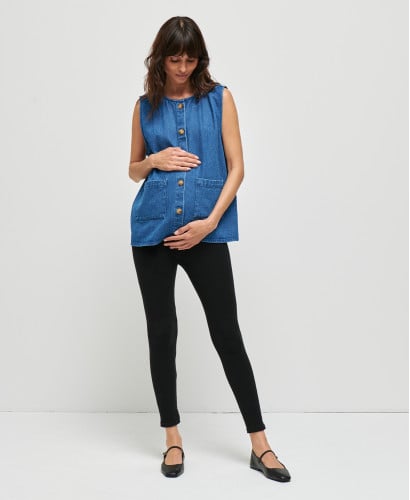 Denim Blue Maya Sleeveless Jacket