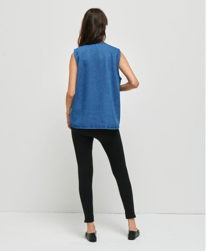 veste denim sans manches bleu maya
