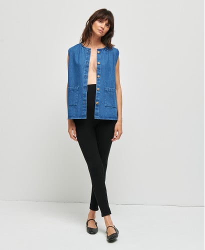 veste denim sans manches bleu maya
