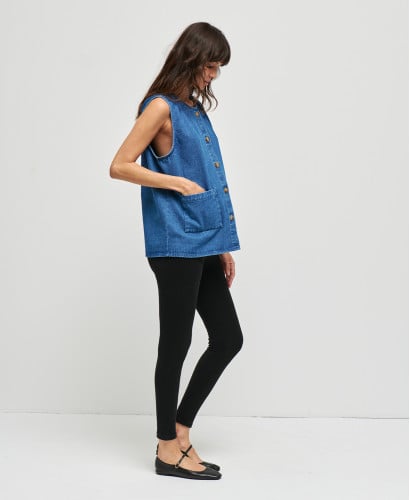 Denim Blue Maya Sleeveless Jacket