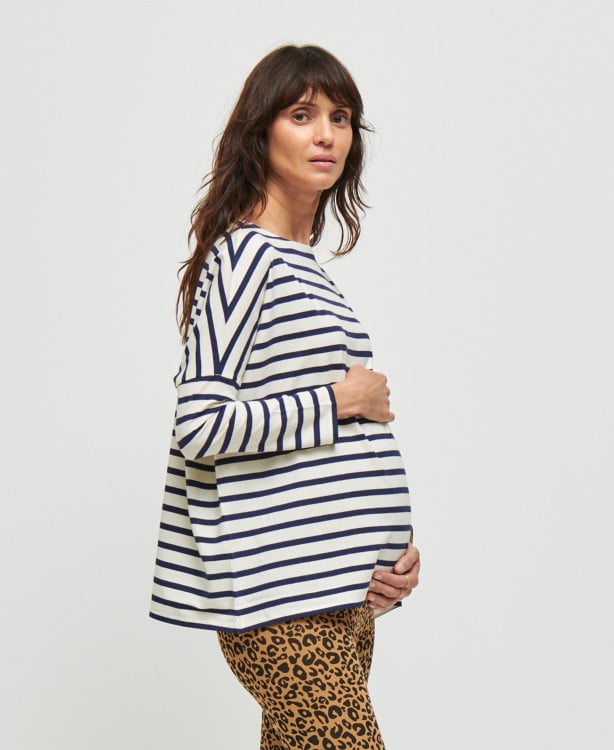T-shirt De Maternité Femme - Imprimé Bébé Qui Dépasse, Taille L, 100% Polyester Confortable