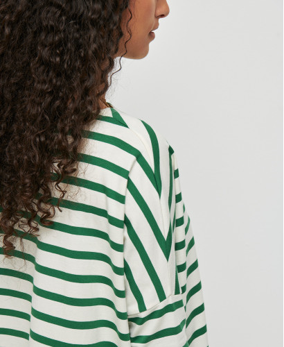 Green Striped Cotton Pregnancy Top