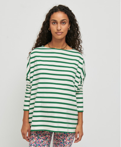 Green Striped Cotton Pregnancy Top