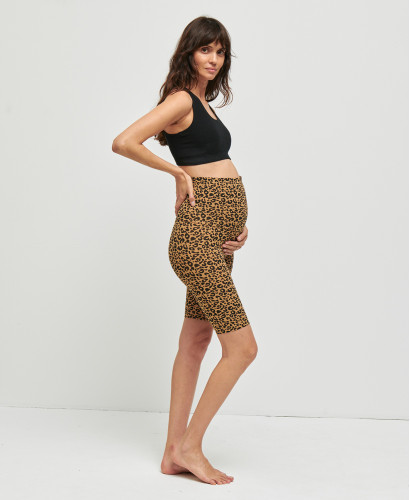 Organic Cotton Leopard Camel Pregnancy Biker Shorts