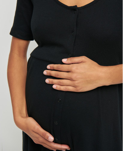 Schwangerschaftskleid aus Bio-Baumwolle schwarz Alabama