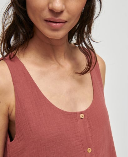 Lana Brick Red Organic Cotton Gauze Pregnancy Dress