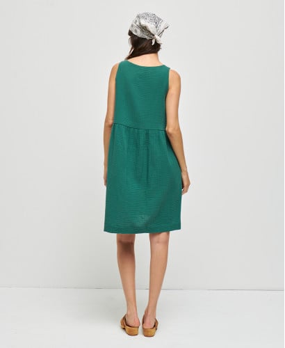 Lana Emerald Green Organic Cotton Gauze Pregnancy Dress