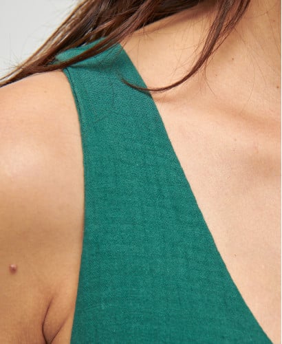 Lana Emerald Green Organic Cotton Gauze Pregnancy Dress