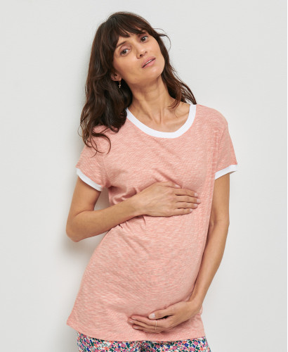 T-Shirt Mutterschaft Rote Streifen Baumwolle l Kleidung Schwangerschaft Bio & Essentials