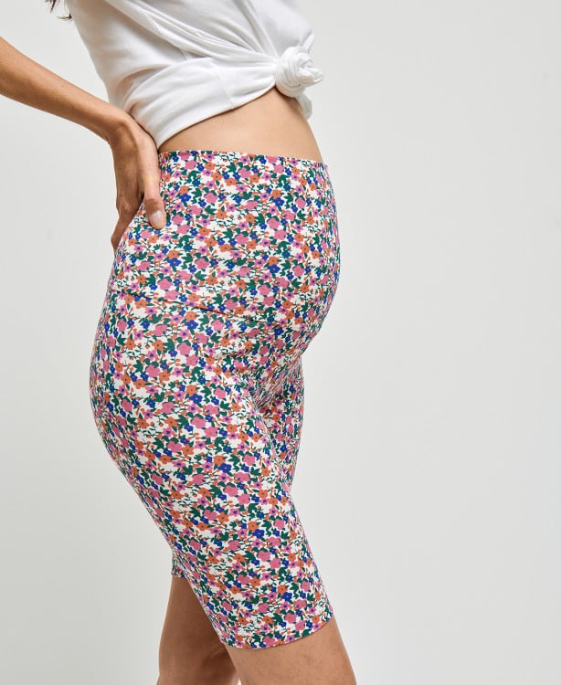 Biker Short Grossesse Liberty Ecru Coton Bio