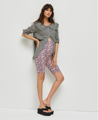 Biker Short Grossesse Liberty Ecru Coton Bio