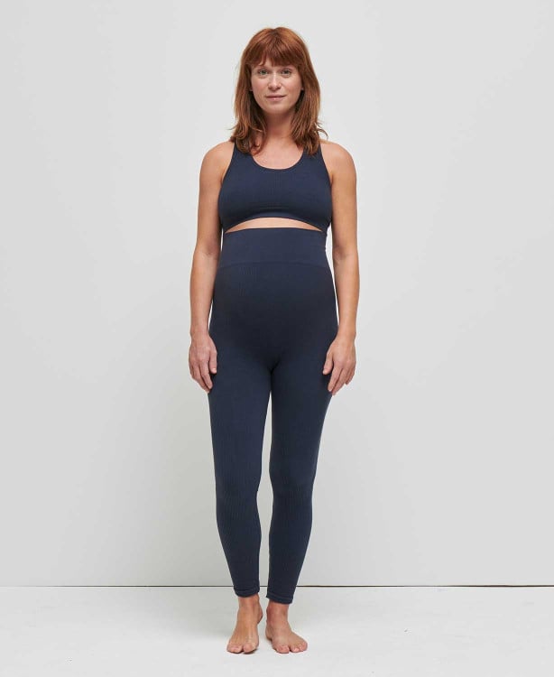 Brassière Sans Couture Côtelée Coton Bio Bleu
