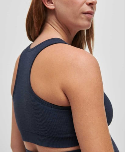 Organic Cotton Rib Seamless Pregnancy Blue Bra
