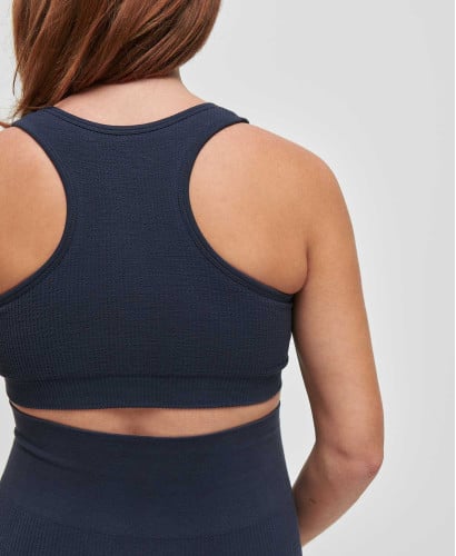Brassière Sans Couture Côtelée Coton Bio Bleu