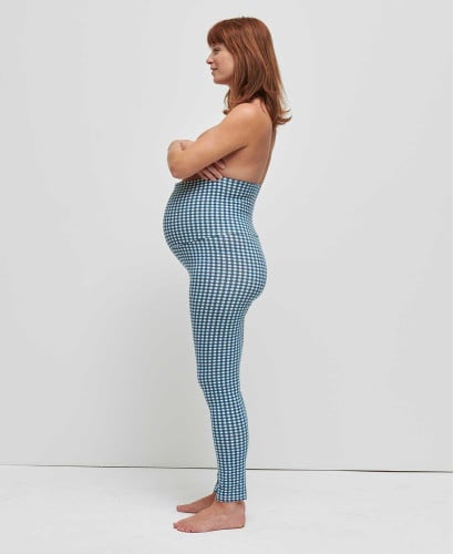 Schwangerschaftsleggings Karomuster Blau aus Bio-Baumwolle