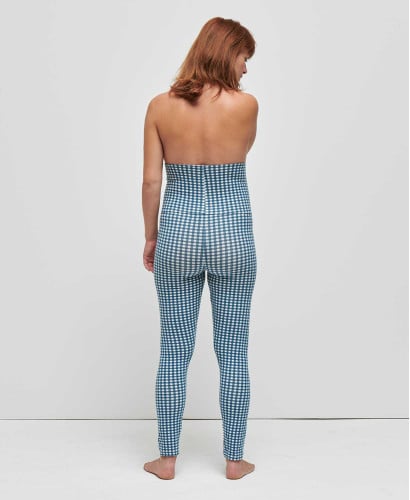 Legging grossesse vichy bleu coton bio