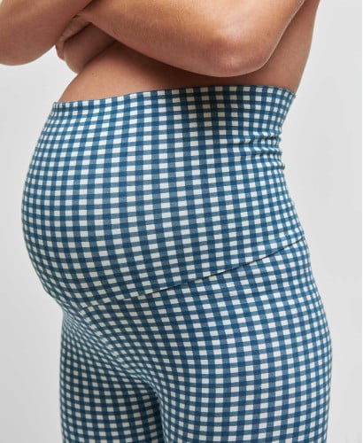 Legging grossesse vichy bleu coton bio