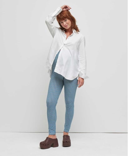 Umstandsleggings Gaensebluemchen | Mitwachsend Schwangerschaft -  Karo Blau 