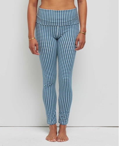 Legging grossesse vichy bleu coton bio