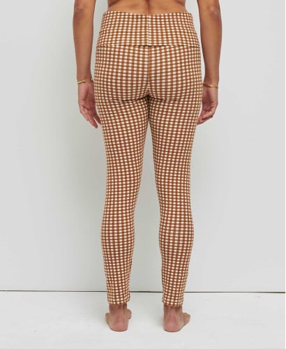Legging grossesse vichy camel coton bio