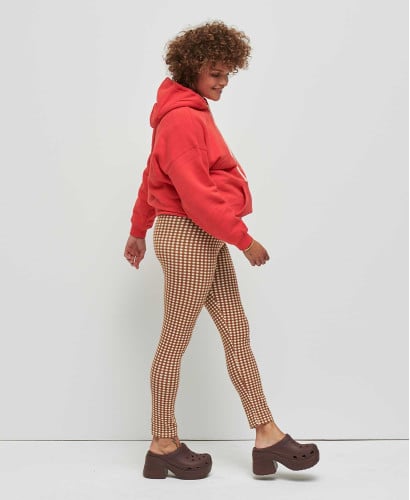 Organic Cotton Camel Gingham Pregnancy Leggings