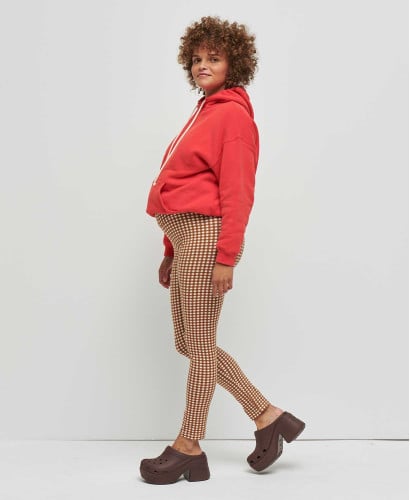 Legging grossesse vichy camel coton bio