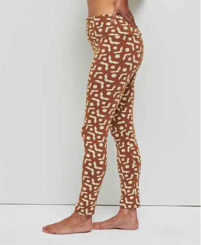 Legging grossesse fleurs camel coton bio