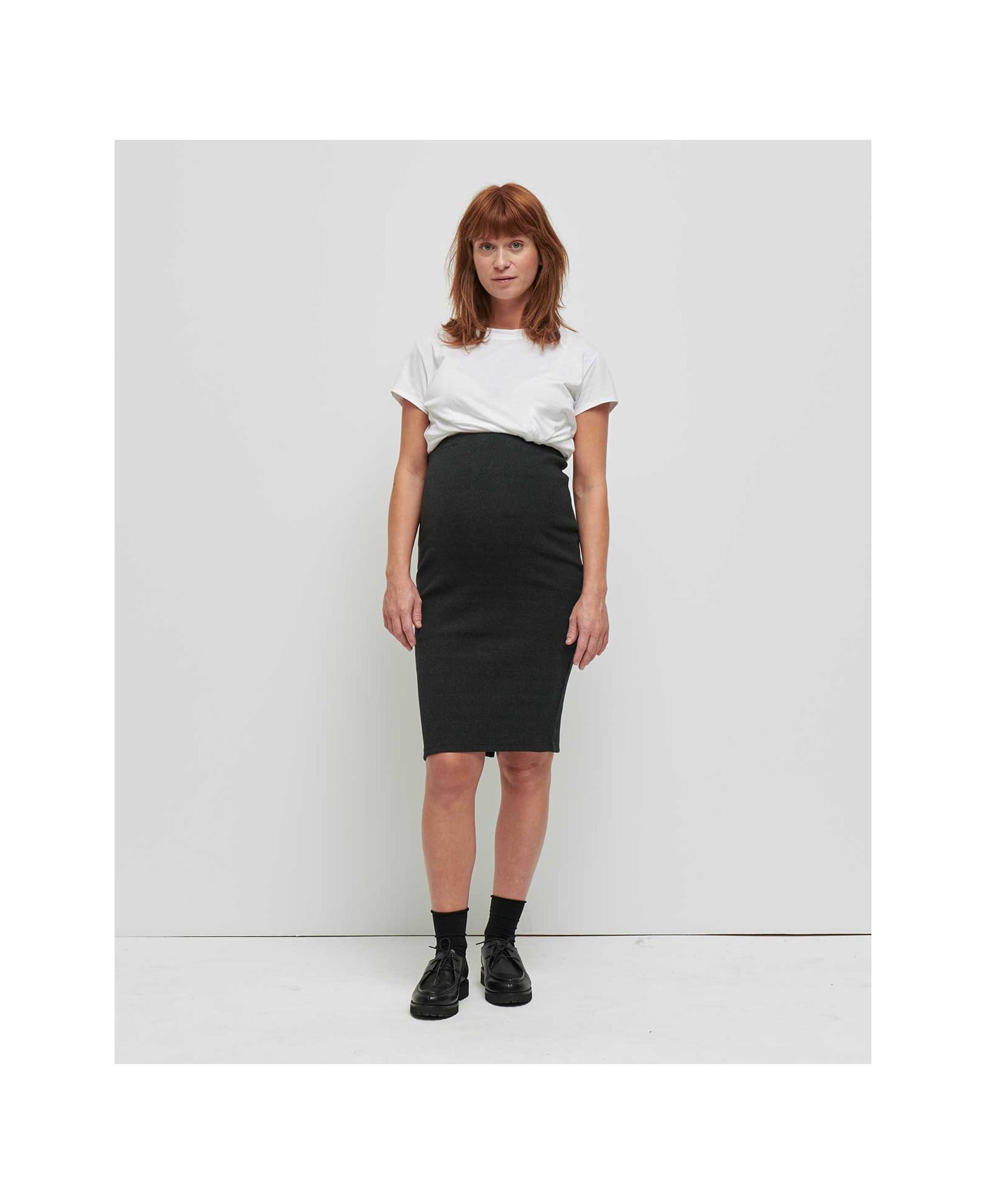 Jupe De Grossesse Midi Jupe Crayon Avec Jupon Cousu - Confortable Et Élégante Pour Future Maman