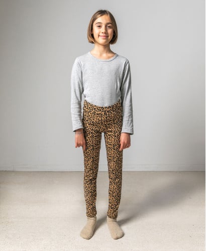 legging enfant leopard camel coton bio