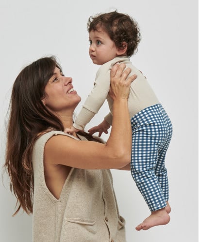 Legging Enfant Vichy bleu coton bio