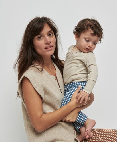 Organic Cotton Blue Gingham Kids Leggings