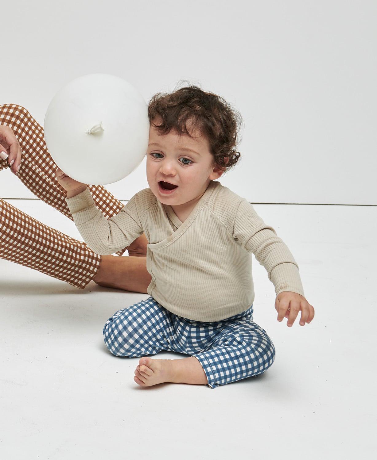 Leggings Kinder Blau Karomuster Bio-Baumwolle