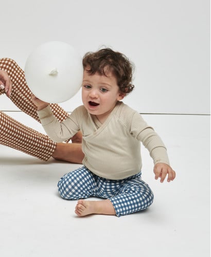 Legging Enfant Marguerites Coton Bio l Leggings Imprimés Enfants -  Vichy Bleu 