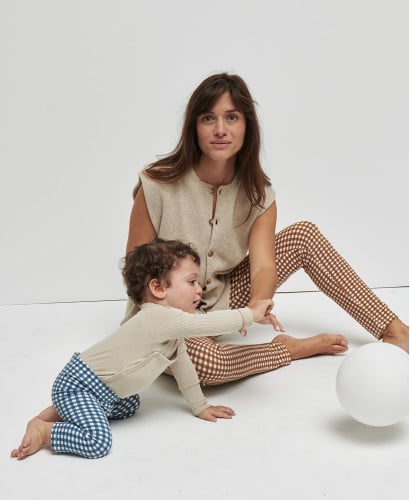 Legging Enfant Vichy bleu coton bio