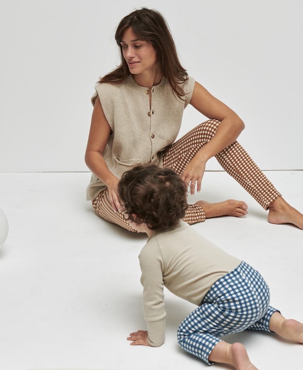 Legging Enfant Vichy bleu coton bio